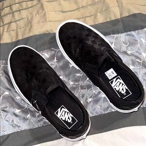 Vans Black and White Classic Slip-On Sneakers